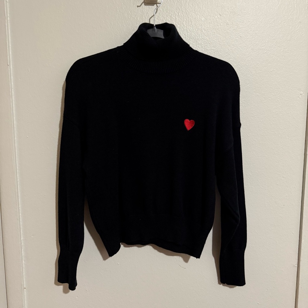 Turtleneck Sweater with Heart Logo